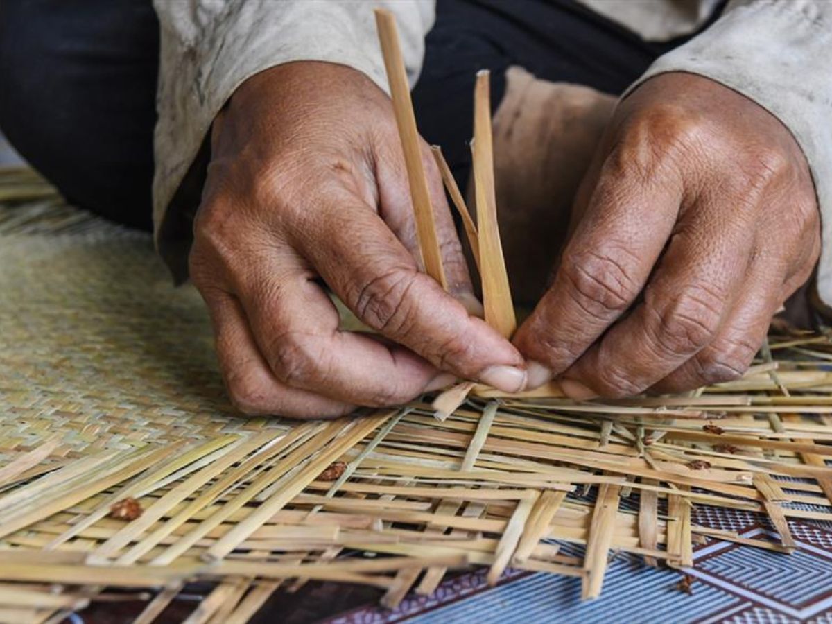 Làng nghề đan đệm bàng tại tại ấp Núi Nước, xã Ba Chúc, An Giang.