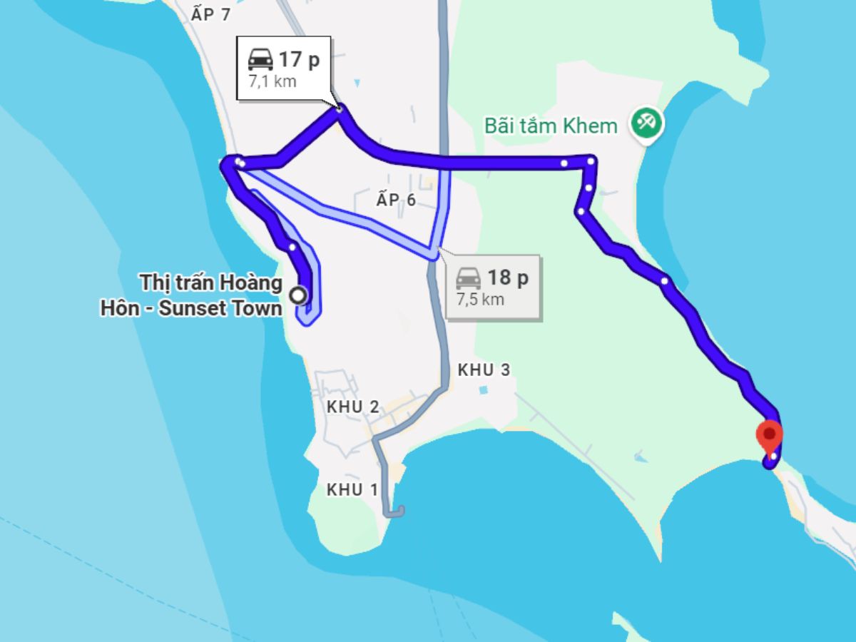 Khoảng cách thực tế giữa Premier Village đến Thị trấn Hoàng Hôn gần 7 km