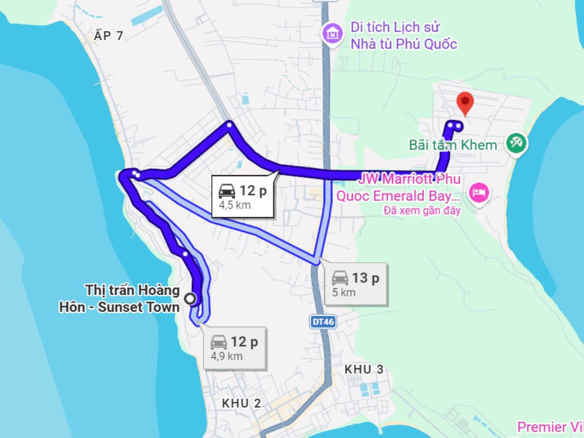 Tuyến đường di chuyển đến Sunset Town khá thuận tiện với chỉ dẫn dễ hiểu trên đường đi