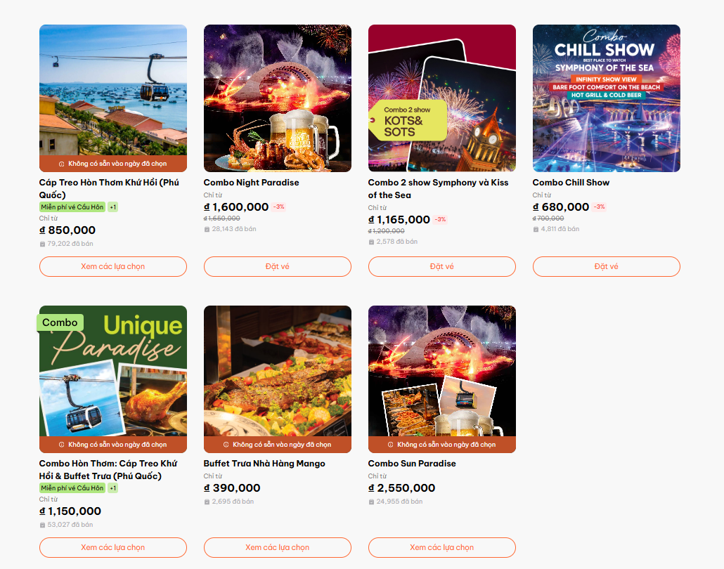 Đặt vé Sun World Hon Thom qua website chính thức