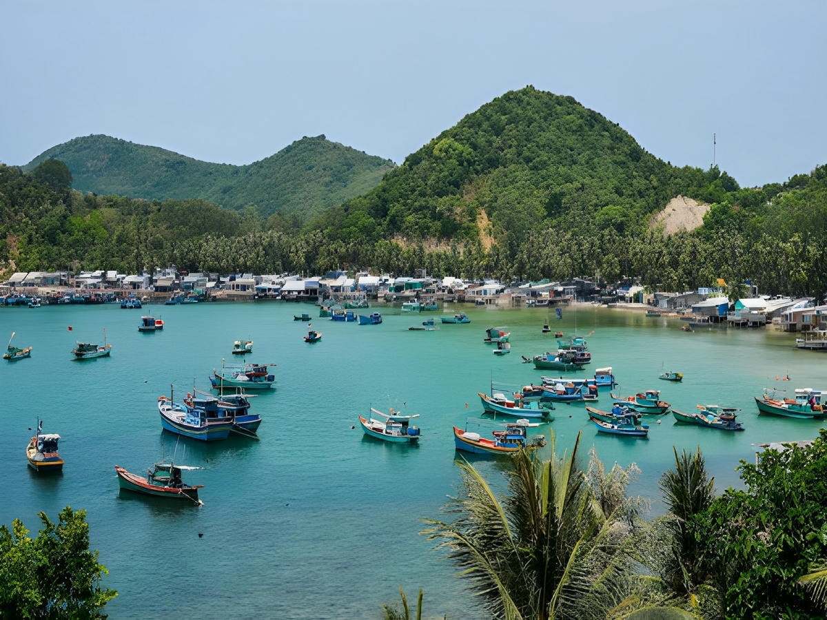 Bãi biển Nam Du yên tĩnh với hàng dừa và nước trong