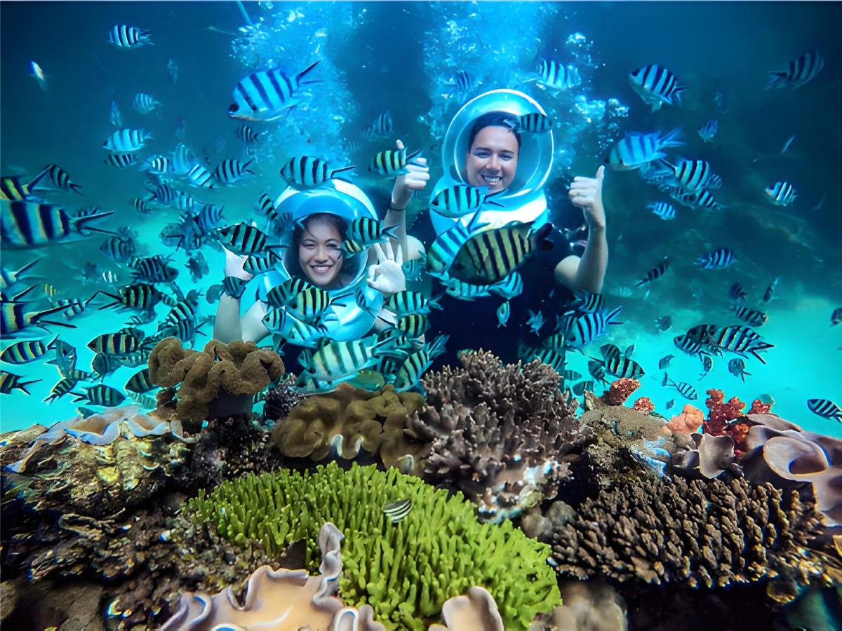 Đi bộ dưới biển Phú Quốc trải nghiệm sea walker không cần biết bơi.