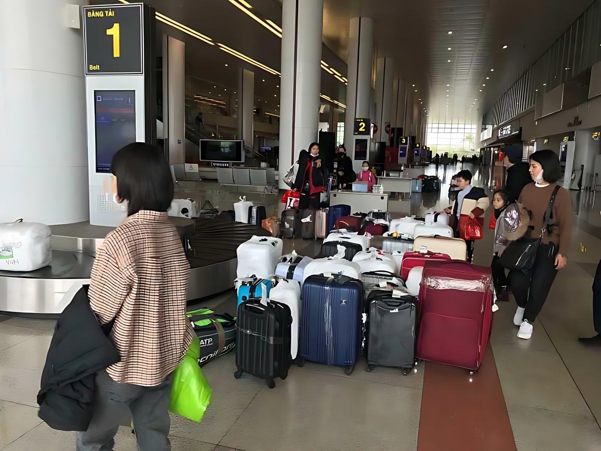 Hành khách lấy hành lý và kiểm tra tư trang tại sân bay