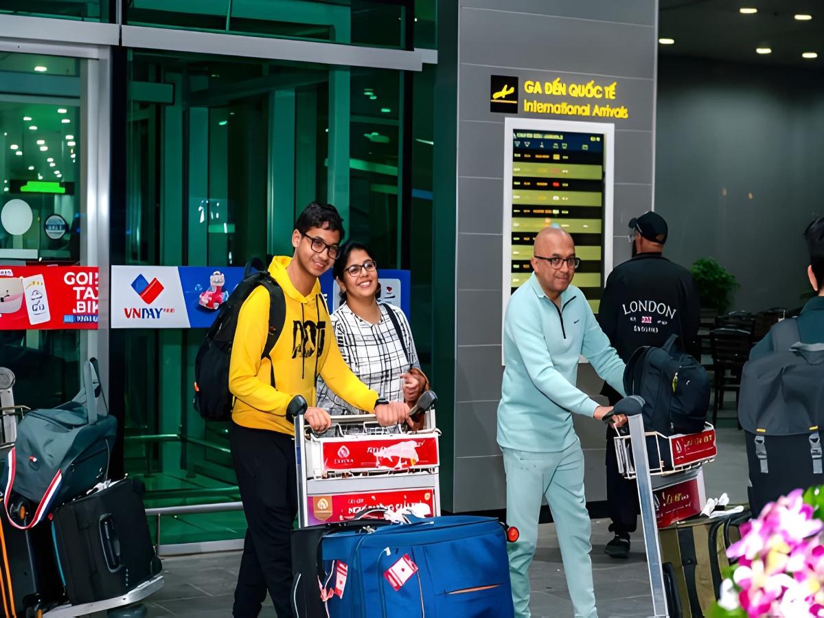 International travelers completing immigration procedures at Phu Quoc Airport.