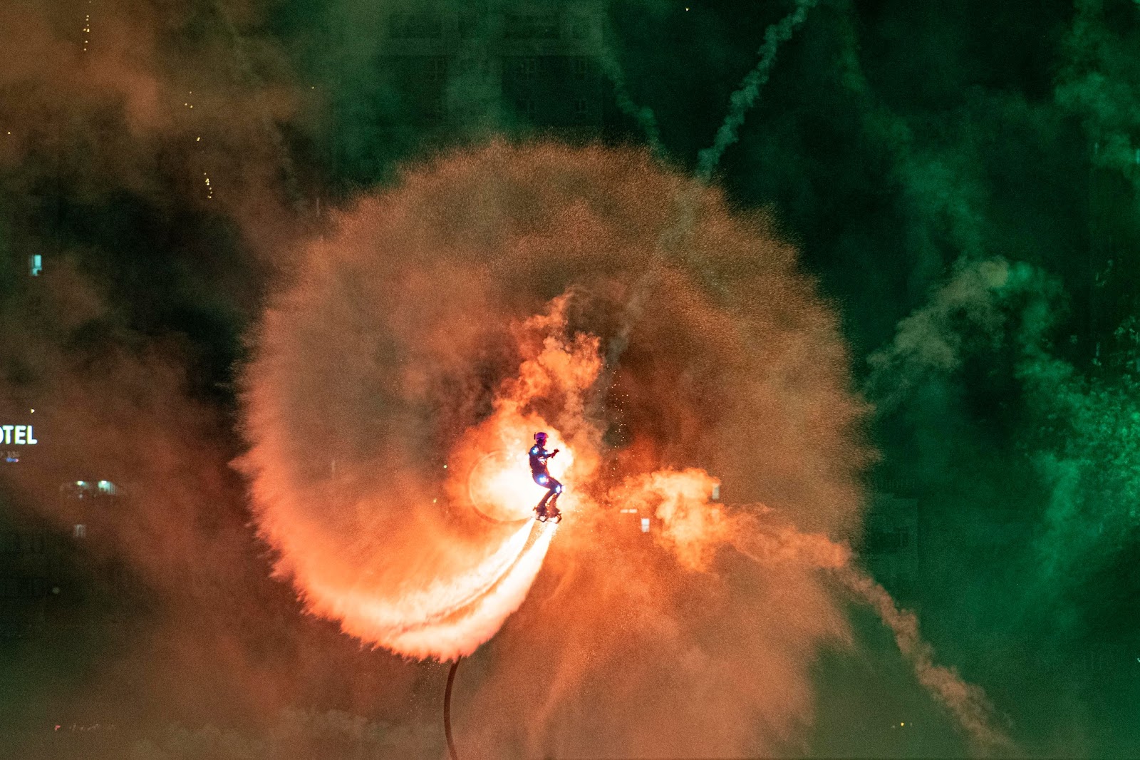 Breathtaking acrobatics lit up by vivid LED effects