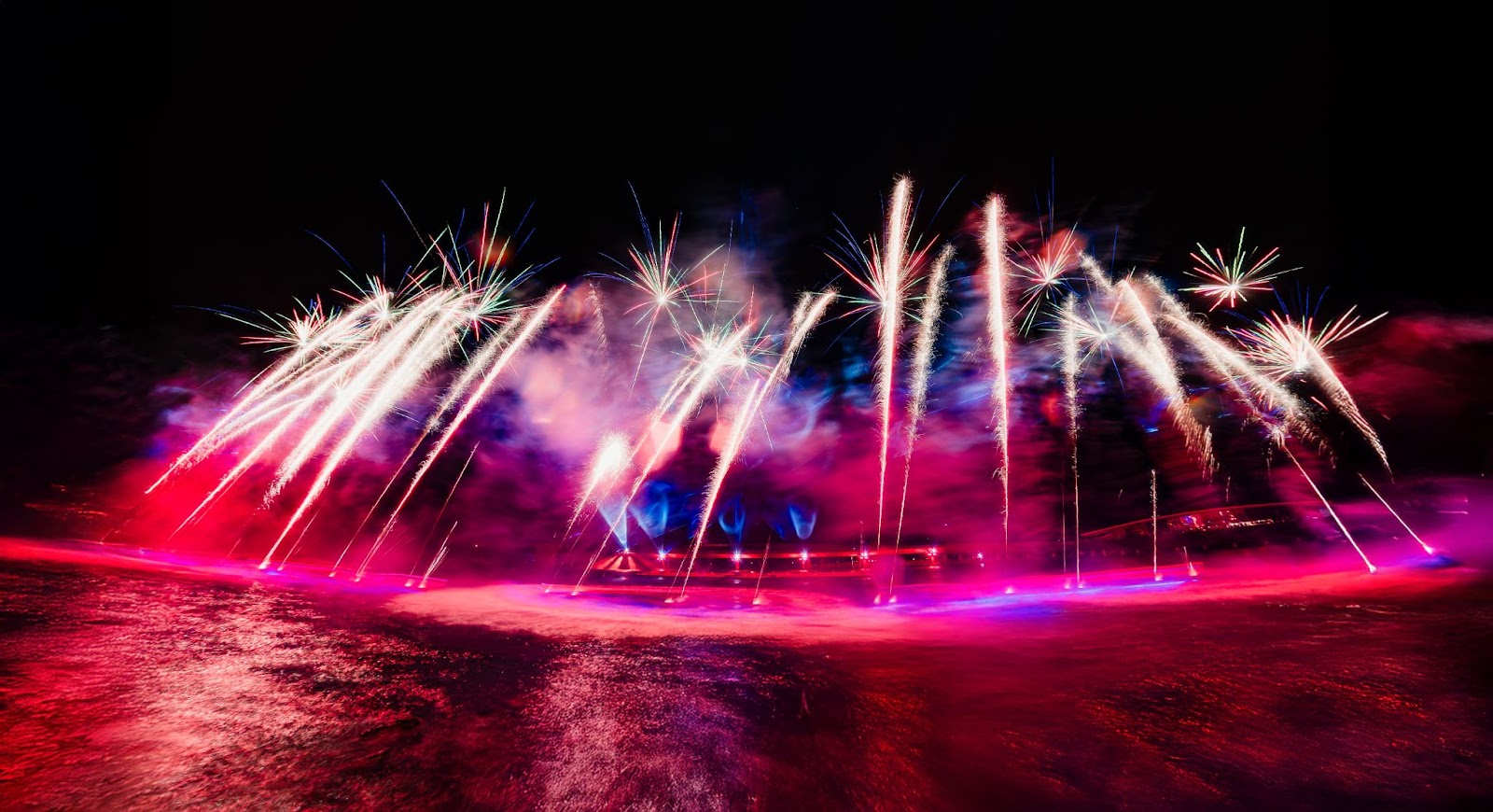 Brilliant fireworks and light filling the sky