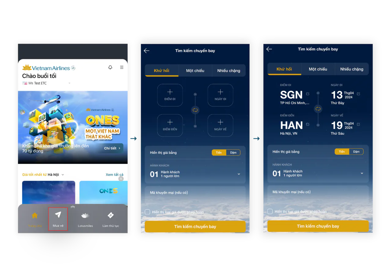 Ứng dụng chính hãng Vietnam Airlines.