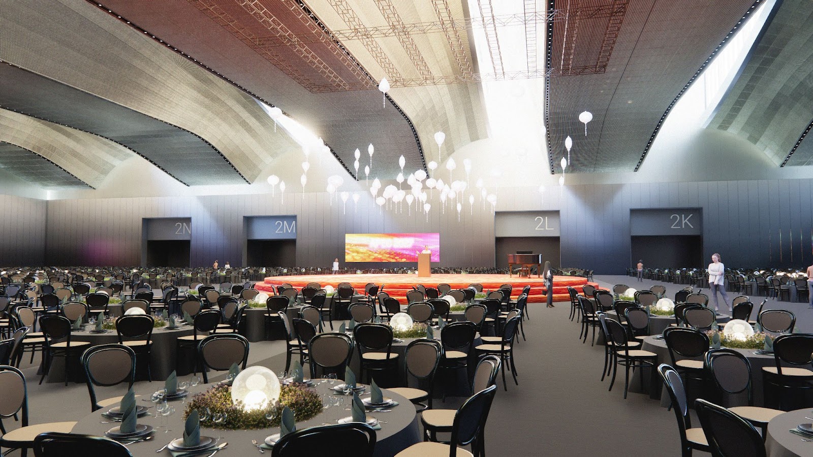 Phòng hội nghị và triển lãm có diện tích 11.050 m2 lớn nhất thế giới, gấp hơn 1.5 lần diện tích sân bóng đá tiêu chuẩn. Phòng hội nghị và triển lãm có diện tích 11.050 m2 lớn nhất thế giới, gấp hơn 1.5 lần diện tích sân bóng đá tiêu chuẩn.