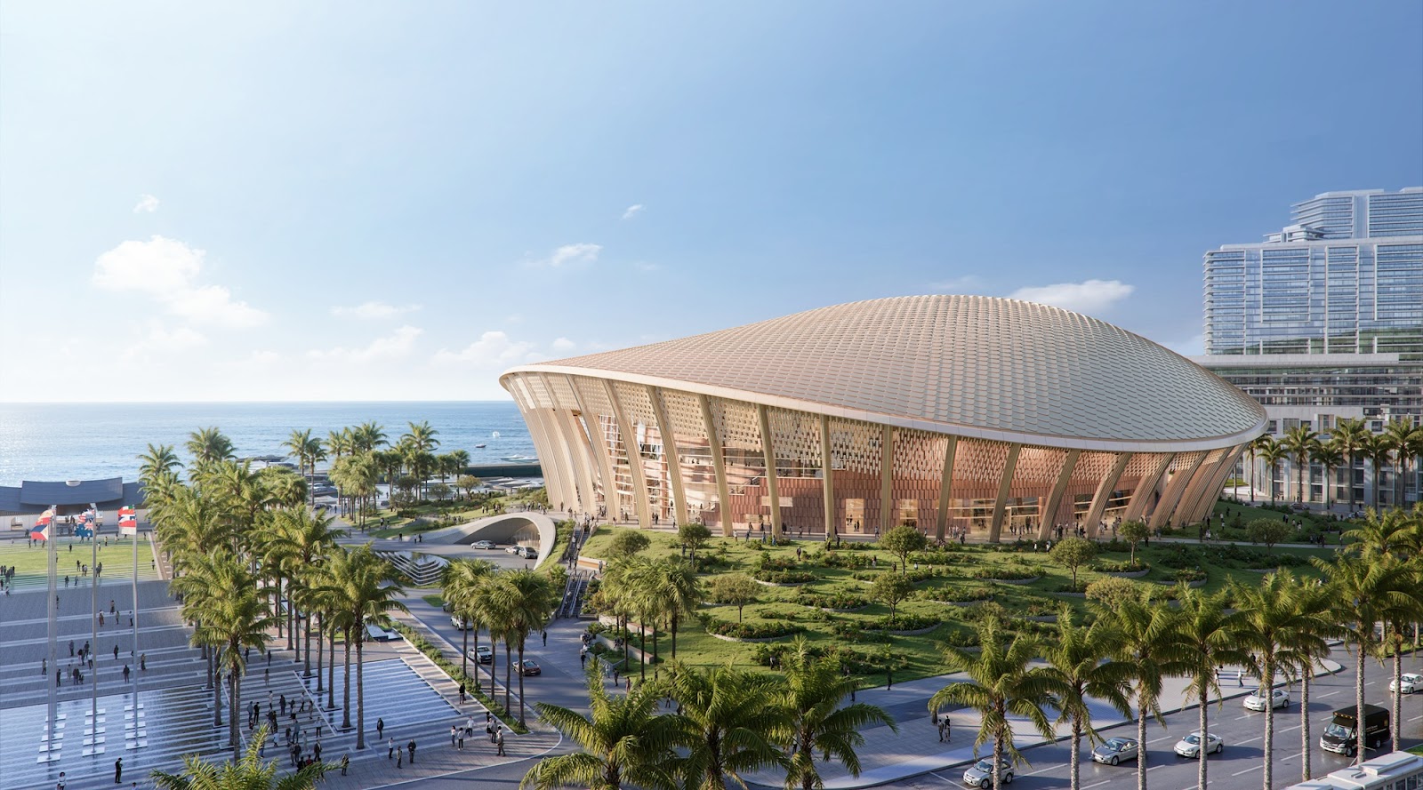 Nhà biểu diễn đa năng mang hình khối tròn - biểu tượng của Trời - đặt cạnh Trung tâm Hội nghị hình vuông - biểu trưng cho Đất, thể hiện triết lý cân bằng “Trời tròn - Đất vuông” trong văn hóa phương Đông.&nbsp;