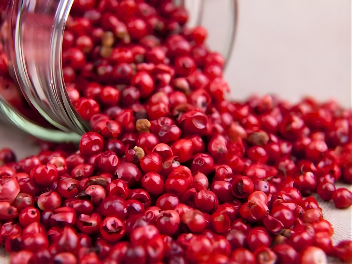 Tiêu đỏ có hương thơm nhẹ nhàng và vị cay thanh hơn so với tiêu đen. 