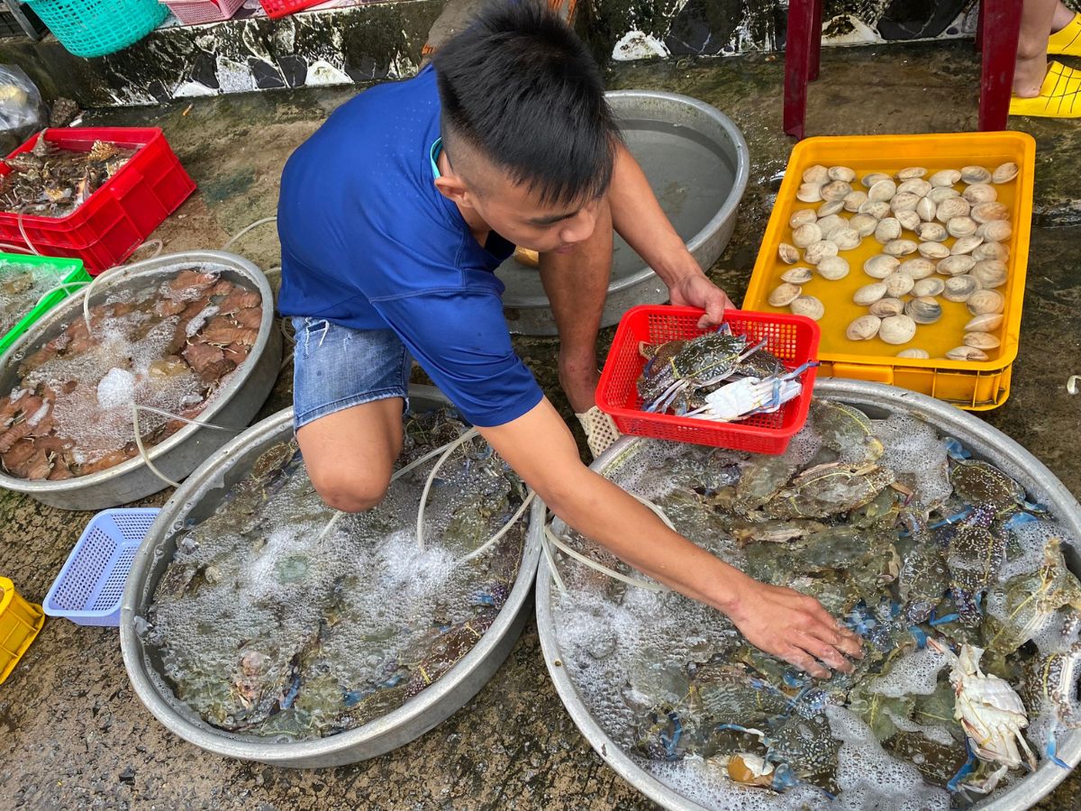 Mỗi buổi chợ tái hiện chân thực nhịp sống mưu sinh trên đảo Ngọc.