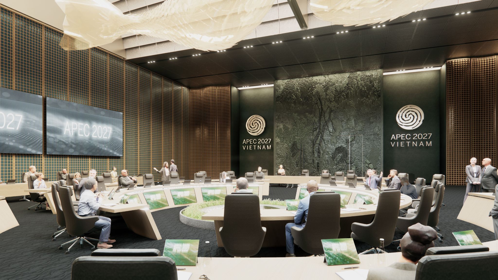Thiết kế bên trong trung tâm Hội nghị APEC Phú Quốc. Sun Group hợp tác với những tên tuổi lớn trên thế giới để nâng tầm chất lượng cho các công trình trọng điểm phục vụ APEC 2027 Thiết kế bên trong trung tâm Hội nghị APEC Phú Quốc. Sun Group hợp tác với những tên tuổi lớn trên thế giới để nâng tầm chất lượng cho các công trình trọng điểm phục vụ APEC 2027