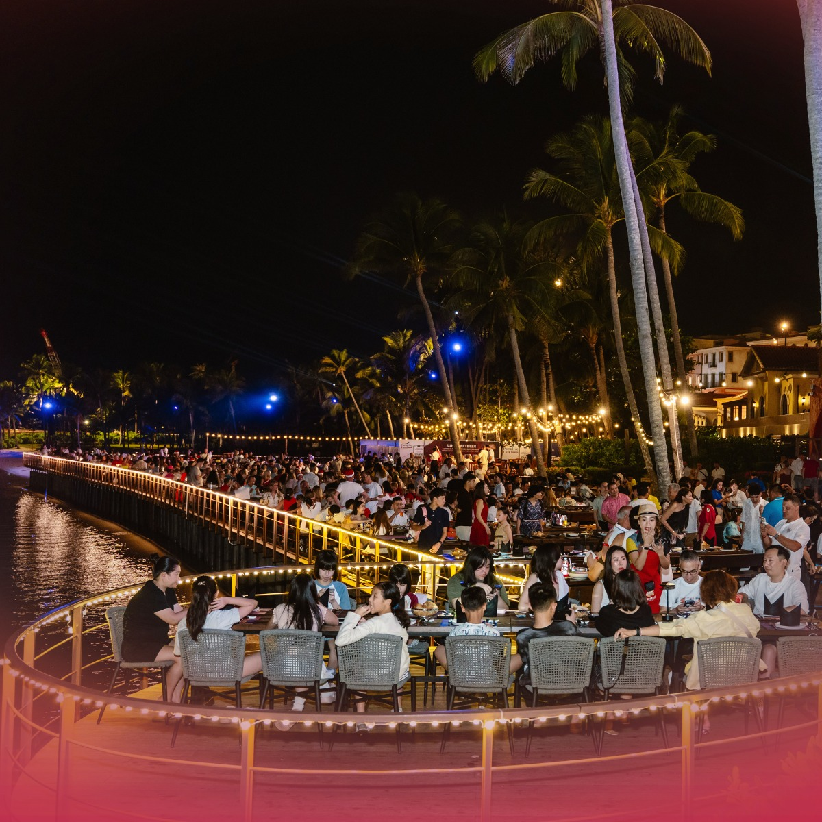 Toàn cảnh Sun Bavaria GastroPub nổi bật bên bờ biển Thị trấn Hoàng Hôn Phú Quốc
