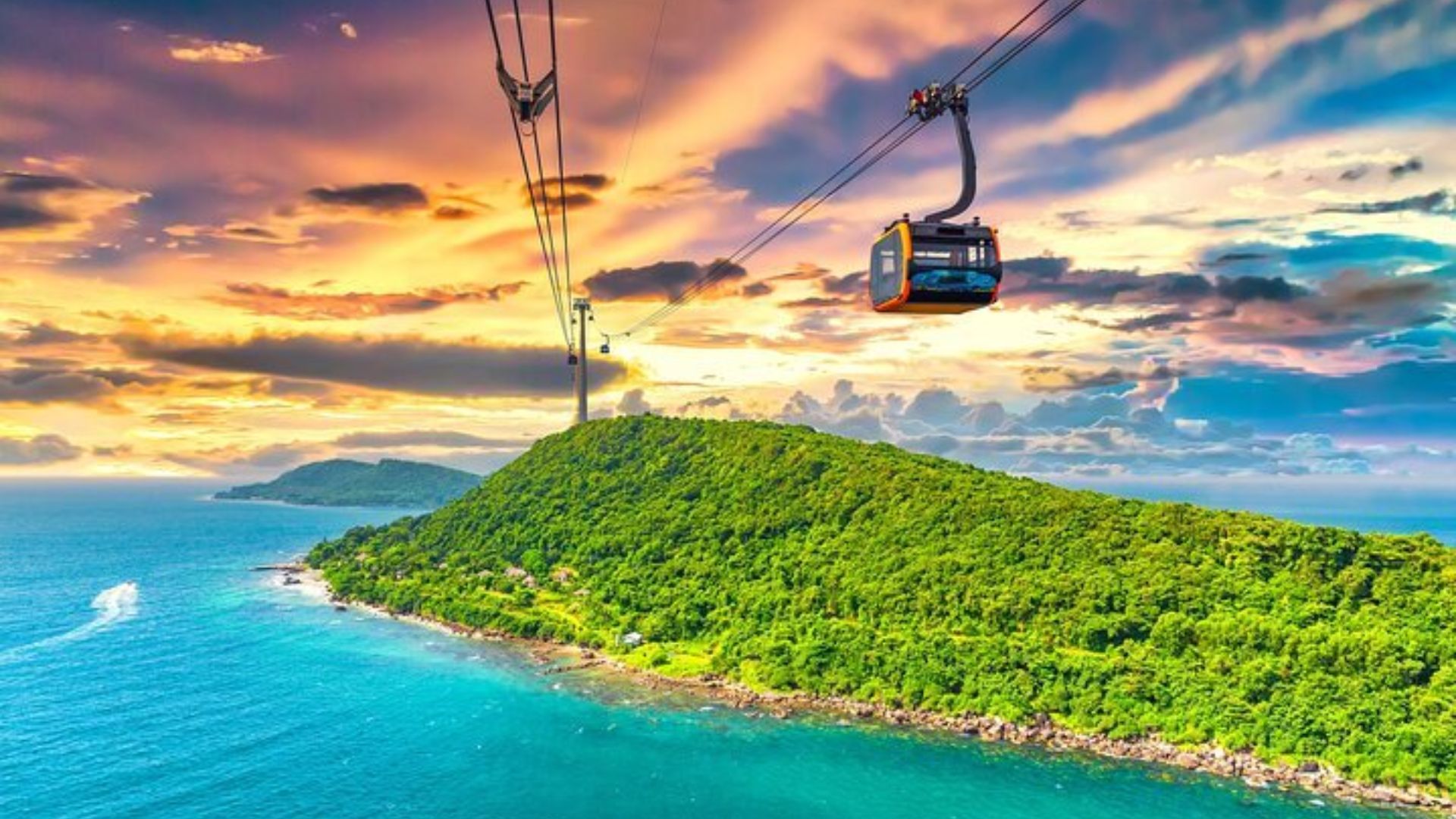Trải nghiệm cáp treo Hòn Thơm, hành trình “bay giữa biển trời” ngắm trọn vẻ đẹp Nam đảo Phú Quốc từ trên cao.